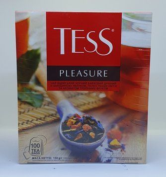 Чай черный с тропическими фруктами TESS Pleasure 100 пакетиков 130152 фото