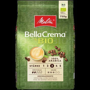 Органічна кава в зернах Melitta BIO Bella Crema 100% арабіка середнього обсмажування 750 грамів 213014 фото