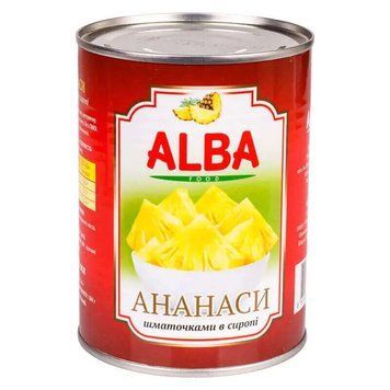 Ананасы кусочками в сиропе Alba Food, 565 г 611009 фото