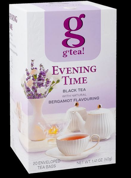 Черный чай с бергамотом Evening Time g'tea 20 пакетиков в индивидуальных конвертах с ложкой 133027 фото