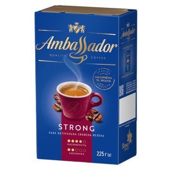 Мелена кава Ambassador Strong | Купаж арабіки та робусти 225 грамів 209051 фото