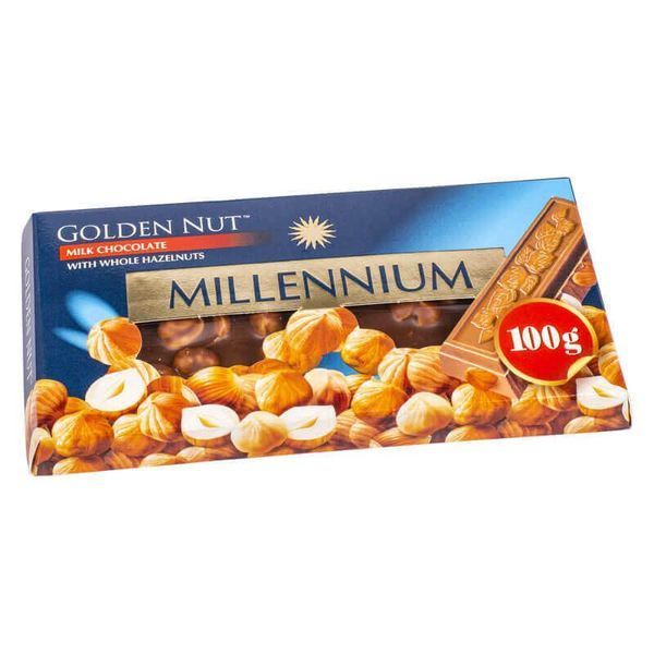 Молочный шоколад с цельным фундуком Millenium Golden Nuts 100 грамм 328002 фото