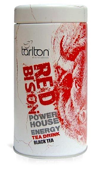 Чай черный листовой Тарлтон Red Bison с гуараной и ягодами годжи 100 г в жестяной банке 104173 фото