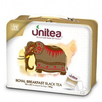 Сувенірний чорний чай Unitea Royal Breakfast 90 пакетиків у жерстяному боксі 139029 фото