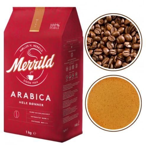 Кава в зернах Lavazza Merrild Arabica 100% арабіка 1 кг для кавомашини 202478 фото