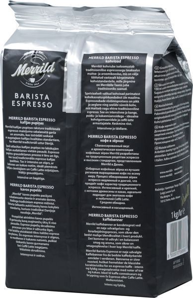 Кофе зерновой Barista Espresso Италия Merrild смесь арабики и робусты 1000 г 129073 фото