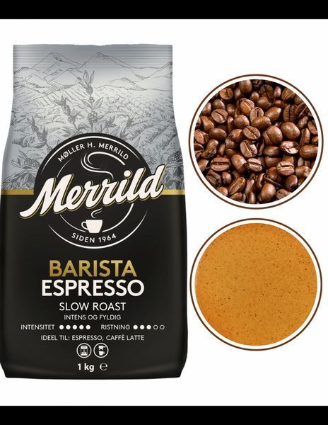 Кофе зерновой Barista Espresso Италия Merrild смесь арабики и робусты 1000 г 129073 фото