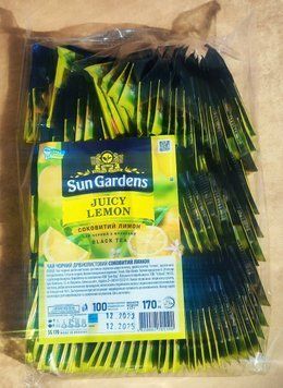 Черный чай с лимоном Sun Gardens Juicy Lemon 100 пакетиков в конвертах 106088 фото