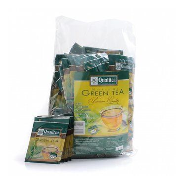 Зеленый байховый чай без ароматизаторов Qualitea Green Tea Premiun 100 пакетов в индивидуальных конвертах 143001 фото