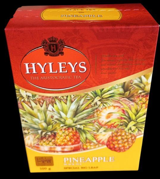 Чёрный чай с ананасом Hyleys Pineapple, чёрный крупнолистовой, 100 грамм. 320154 фото