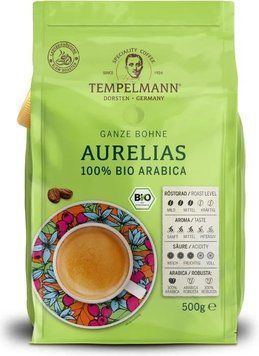 Кава в зернах Tempelmann Aurelias 100% Біо Арабіка 500 грамів 253003 фото