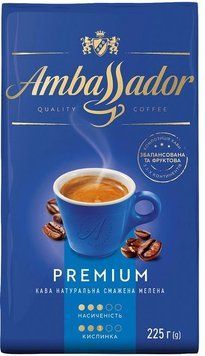 Кава мелена Ambassador Premium 225 грамів 100% арабіка 209037 фото