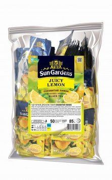 Черный чай с лимоном Sun Gardens Juicy Lemon 40 пакетиков 106089 фото