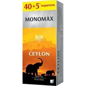 Чай чорний цейлонський пакетований Мономах Ceylon Pekoe 90 г 45 пакетиків без нитки 115073 фото