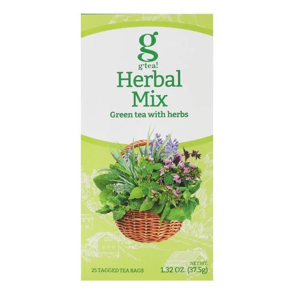 Зелений чай з м'ятою, мелісою та лемонграсом g'tea Herbal Mix з натуральними травами 25 пакетиків 133001 фото