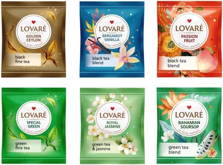 Набор чая Lovare Prime Set | Пакетированный чай 6 видов по 15 штук в подарочной упаковке 122079 фото