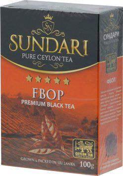 Преміальний чорний цейлонський чай Sundari FBOP середньолистовий 100 грамів 140007 фото