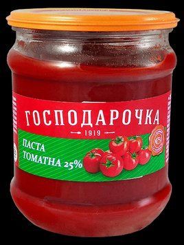 Паста томатная 25% Господарочка 450 г стеклянная банка 600082 фото