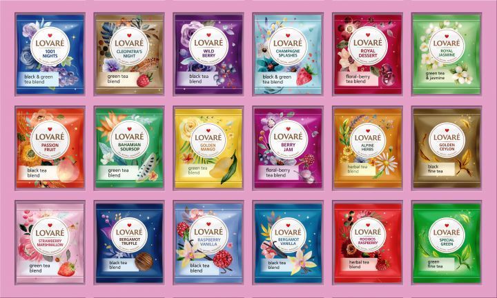 Lovare Tea Collection Great Party асорті 18 різновидів по 5 шт. у подарунковому пакованні 122042 фото