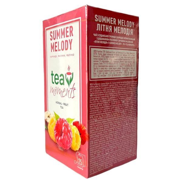 Фруктовий чай без кофеїну із малиною, яблуком і каркаде Tea Moments Summer Melody 25 пакетів в індивідуальних конвертах 150065 фото