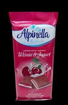 Alpinella шоколад молочный с вишней и йогуртом 90 грамм 302001 фото