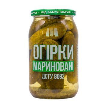 Огурцы маринованные хрустящие с насыщенным вкусом Тернопольский мясокомбинат 900 грамм в стеклянной банке 608006 фото