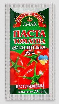 Томатна паста Власівська 25% Королівський смак 70 грамів у сашетах 604744 фото