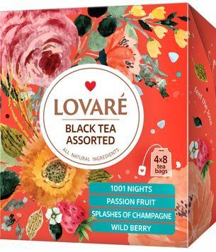 Набір чорного чаю Lovare Black Tea Assorted у пакетиках 32 шт. 122052 фото