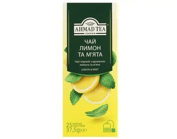 Чай Ахмад у пакетиках чорний Лимон і М'ята 25 х 2 г 101700 фото