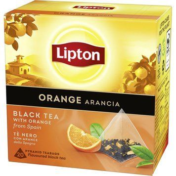 Чай чорний з апельсином у пірамідках Lipton 20 шт. ароматизований цитрусовий чорний чай з шматочками апельсина 114042 фото