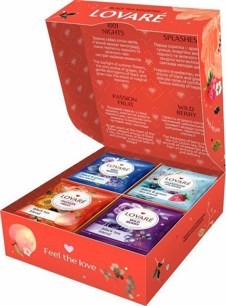 Набор черного чая Lovare Black Tea Assorted в пакетиках 32 шт. 122052 фото