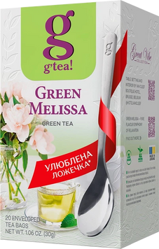 Зелёный чай с мелиссой g'tea Green Melissa 20 пакетиков в индивидуальных конвертах 133052 фото