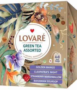 Набір зеленого чаю Lovare Green Tea Assorted у пакетиках 32 шт. 122053 фото