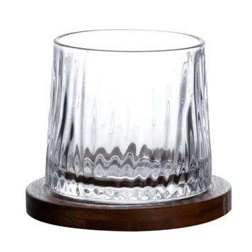 Склянка для віскі Dof 300 мл Jiga Rotating Rocks glass з бамбуковою підставкою HP1601 HP1601 фото