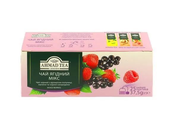 Чай Ахмад в пакетиках чёрный Ягодный микс 25 х 2 г 101704 фото