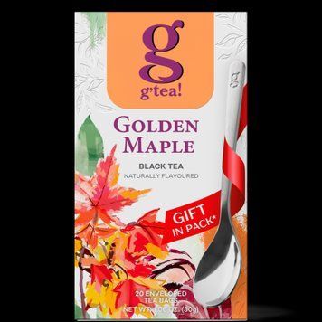 Чай чорний Golden Maple аромат кленового сиропу та пекана g'tea 20 пакетиків з ложкою, десертний чорний чай 133052 фото