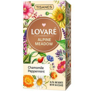 Чай без кофеїну Lovare Tisanes Alpine Meadow з ромашкою і м'ятою 24 пакетики 122090 фото