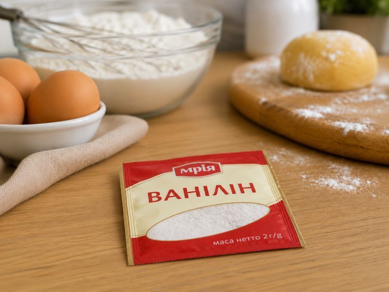 Ванилин для приготовления десертов, тортов и выпечки с экстрактом ванили бурбон Мрія 2 грамма 400325 фото