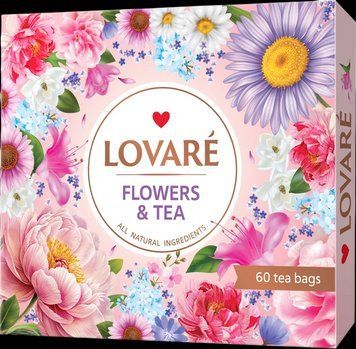 Подарунковий набір чаю Lovare Flowers &Tea 12 видів по 5 штук в подарунковій упаковці 122043 фото