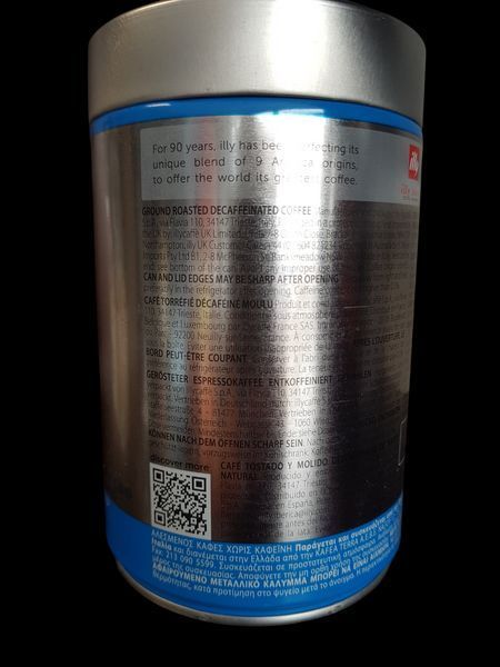 Молотый кофе без кофеина illy Decaffeinato 100% арабика 250 грамм в жестяной банке 201125 фото
