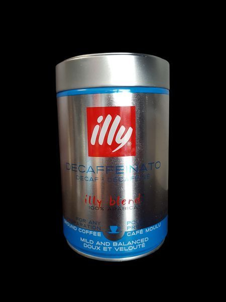 Молотый кофе без кофеина illy Decaffeinato 100% арабика 250 грамм в жестяной банке 201125 фото
