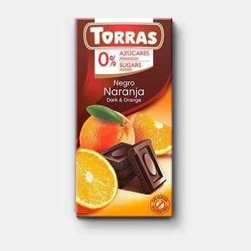 Чорний шоколад з апельсином Torras без цукру і без глютена 75 грамів | Іспанія 326005 фото