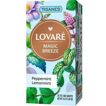 Чай без кофеїну Lovare Tisanes Magic Breeze з перцевою та лимонною м'ятою 24 пакетики 122092 фото