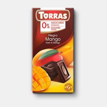 Чорний шоколад Torras з манго без доданого цукру та без глютену 75 грамів | Іспанія 326006 фото
