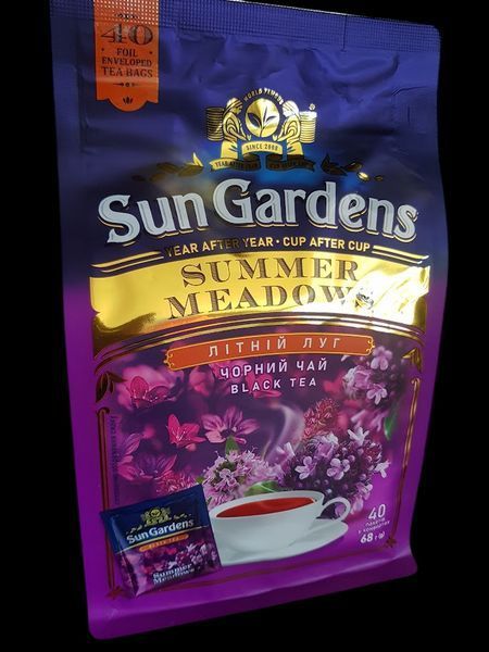 Чай чорний Sun Gardens Summer Meadows з чебрецем, м'ятою та пелюстками квітів 40 пакетиків 106094 фото