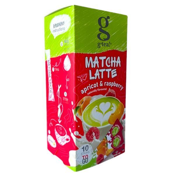 Зелений чай g'tea! Matcha Latte з абрикосом і малиною 10 стіків 133020 фото