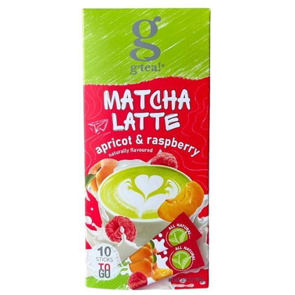 Зелений чай g'tea! Matcha Latte з абрикосом і малиною 10 стіків 133020 фото