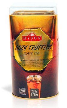Чай чёрный листовой Hyson Cozy Truffles с кусочками клубники и ароматом трюфелей 200 г ж/б 105002 фото