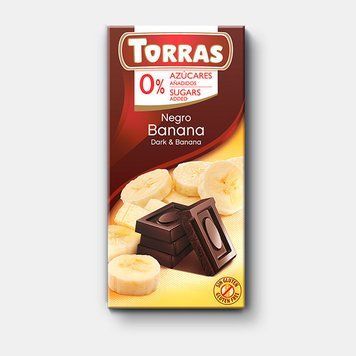 Чорний шоколад Torras з бананом без доданого цукру та без глютену для веганів 75 грамів | Іспанія 326007 фото