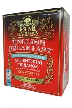 Чай черный без добавок Sun Gardens English Breakfast 100 пакетиков в конвертиках в картонной коробке 106057 фото